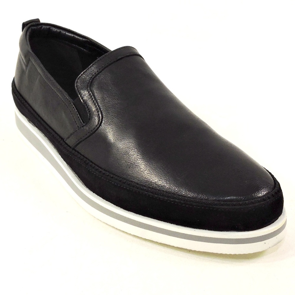 BALDININI 🇮🇹 MEN'S BLACK LEATHER & SUEDE COMFORT SUMMER LOAFERS - Picture 3 of 8